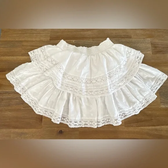 American Eagle White Boho Ruffle Skirt XS Lace - Picture 2 of 4